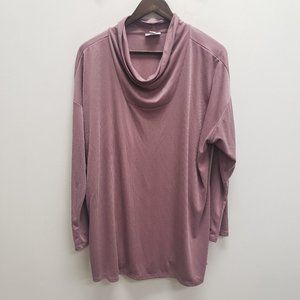 Pure Jill Womens Long Sleeve Cowl Neck Tunic Top Size XL Purple Ribbed Pullover